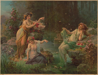 Kunstanstalten AG - Three women in draped fabric with flowers and butterflies.webp