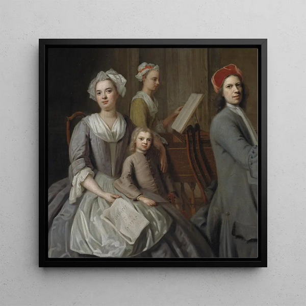 La famille de l'artiste faisant de la musique ensemble - Balthasar Denner