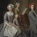 Die Familie des Künstlers, die zusammen Musik macht - Balthasar Denner — in einem Innenraum präsentiert