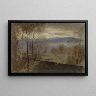 Ladislav Mednynszky - Early Evening Landscape with a River.webp