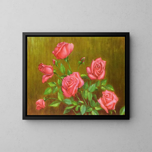 Rotes Rose Gemälde - Lafayette F. Cargill — gerahmtes Bild an der Wand