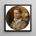 Portrait einer jungen Frau in halber Höhe in einem grünen Kleid mit rosa Ärmeln - Lavinia Fontana — gerahmtes Bild an der Wand