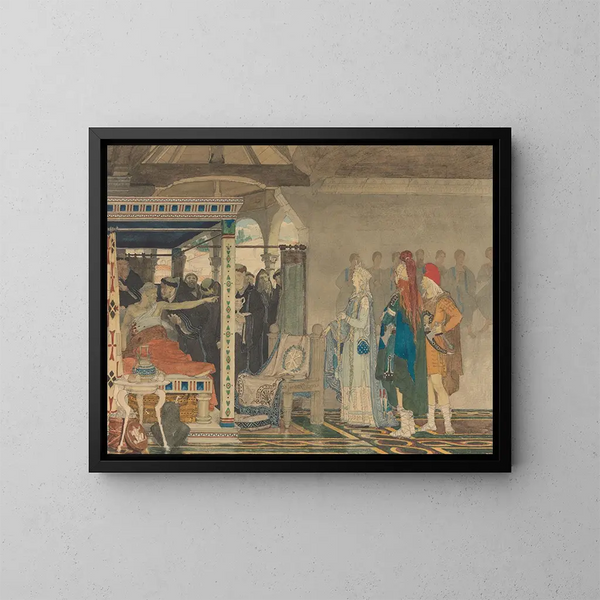 Frédégonde am Krankenbett von Prétextat - Lawrence Alma-Tadema — gerahmtes Bild an der Wand