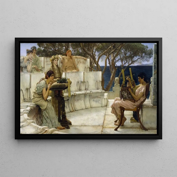 Sappho und Alcée - Lawrence Alma-Tadema — gerahmtes Bild an der Wand