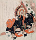 Der Prinz Genji und T beim Ausführen des Tanzes der blauen Welle aus Der Roman von Genji - Yashima Gakutei — Ansicht des Kunstwerks