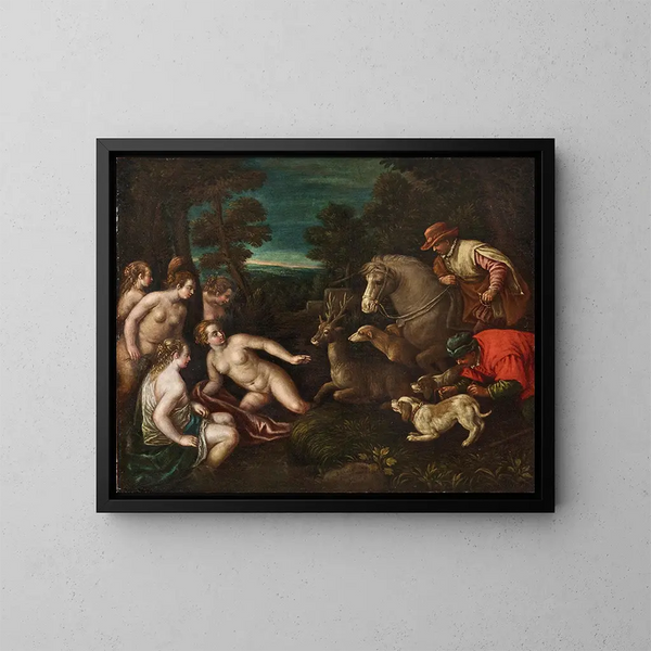 Diane und Actéon - Leandro Bassano — gerahmtes Bild an der Wand