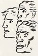 Drei Männerköpfe - Leo Gestel — gerahmtes Bild an der Wand
