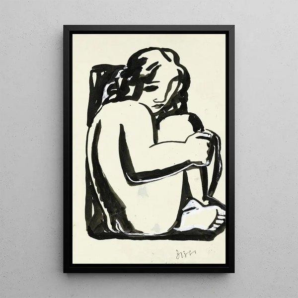 Leo Gestel - Naakte zittende vrouw met opgetrokken knien schets.webp