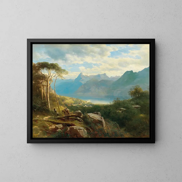 Ansicht des Luzerner Sees und der Berner Hochflächen - Leopold Heinrich Vöscher — gerahmtes Bild an der Wand