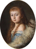 Portrait einer jungen Frau in blauem Kleid und Perlenkette - Leopold Horovitz — Ansicht des Kunstwerks