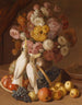 Naturmorte mit Blumen, Früchten und Nymphensittichen - Leopold von Stoll — Ansicht des Kunstwerks