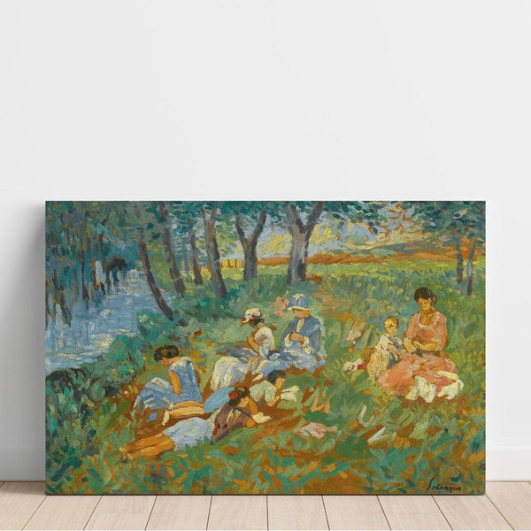 Reproduktion des Gemäldes Les Andelys, die Familie Lebasque am Wasser - Henri Lebasque