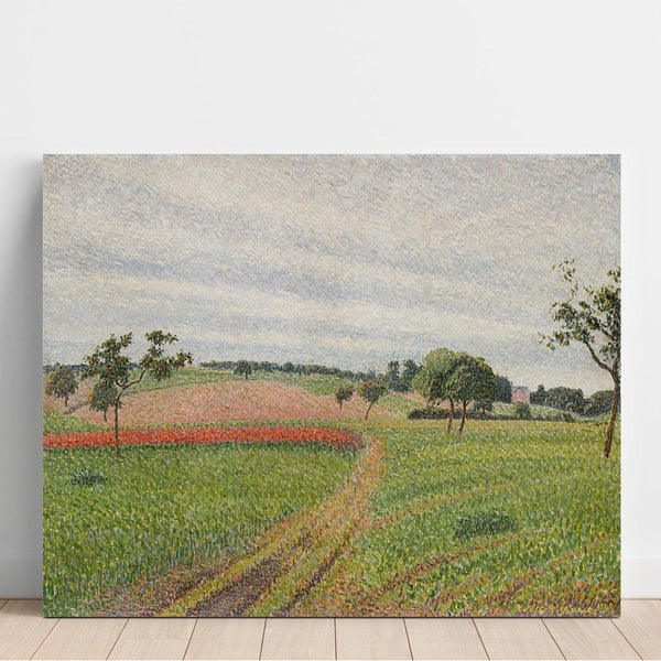 Reproduktion des Gemäldes Les Coteaux de Thierceville, Temps Gris - Camille Pissarro