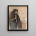 Alte Frau mit einem Stock - Lilly Walther — gerahmtes Bild an der Wand
