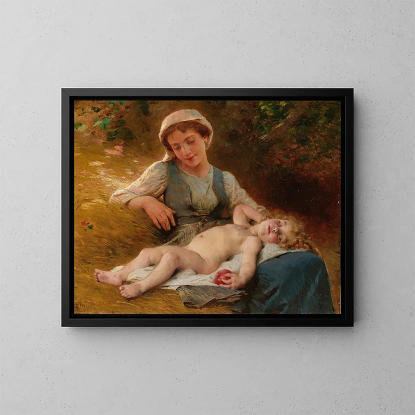 Endormi profondément - Léon Jean-Basile Perrault — gerahmtes Bild an der Wand