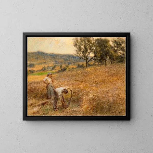 Faucheurs, zwei Figuren - Léon Augustin Lhermitte — gerahmtes Bild an der Wand