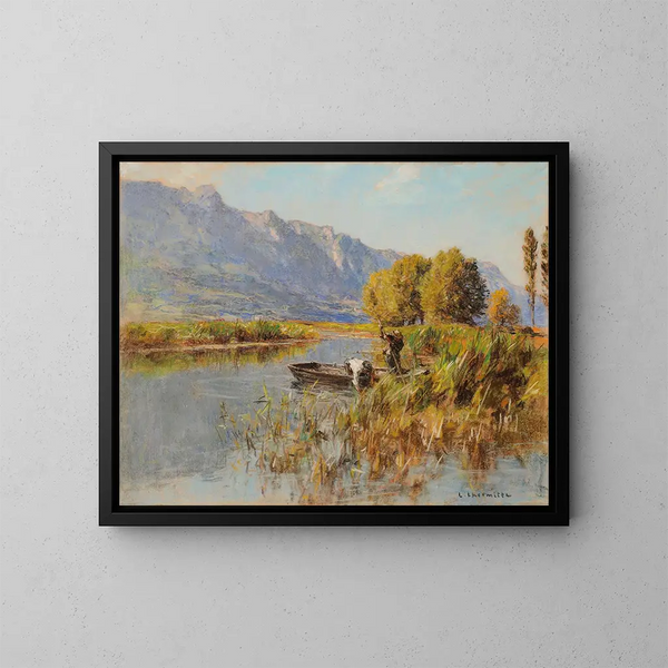 Die Zahn des Chats am Lac du Bourget - Léon Augustin Lhermitte — gerahmtes Bild an der Wand