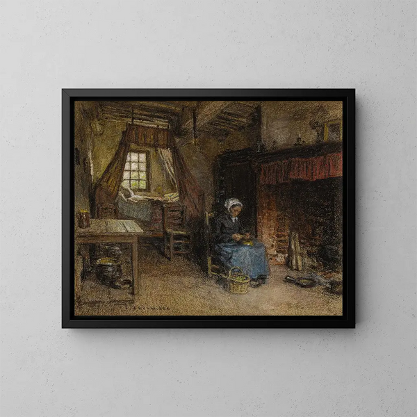 Bauernbild vor dem Herd - Léon Augustin Lhermitte — gerahmtes Bild an der Wand