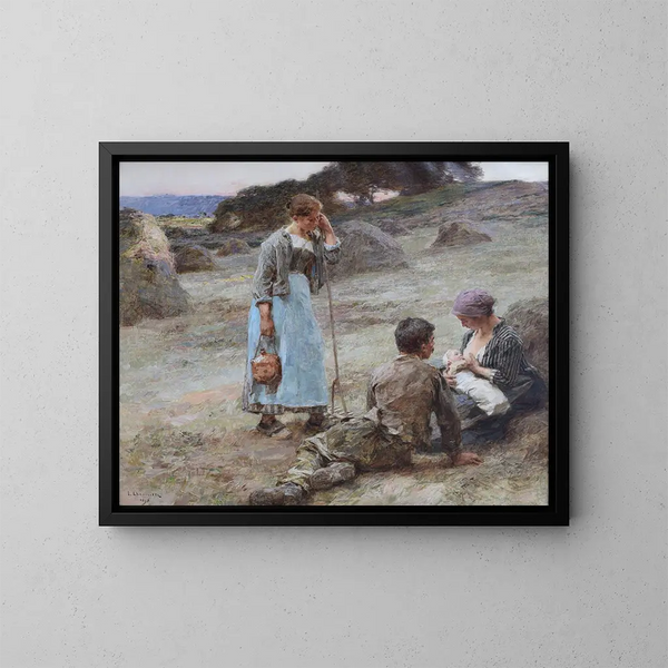 L'heure des bébés - Léon Augustin Lhermitte — gerahmtes Bild an der Wand