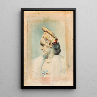 Lon Bakst - Portrait of a Girl Wearing a Kokoshnik in Profile.webp