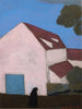 Ferme, die rosarote Fassade, Silhouette einer Frau - Léon Spilliaert — Ansicht des Kunstwerks