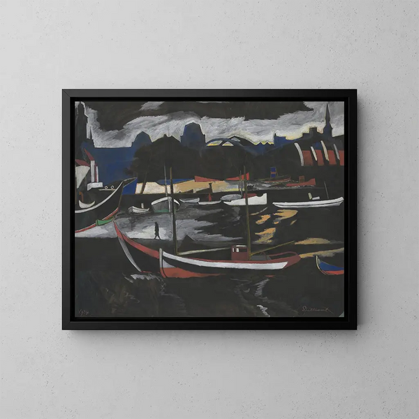 Die Handelshäfen in Ostende - Léon Spilliaert — gerahmtes Bild an der Wand