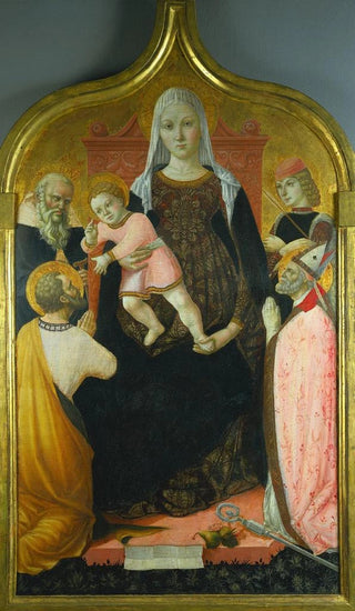 Lorenzo da Sanseverino - Virgin and Child with Saints Anthony Abbott Mark Severino and Sebastian.webp