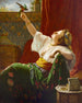 Eine Schönheit, die einen Vogel hält - Louis-Émile Pinel de Grandchamp — Ansicht des Kunstwerks