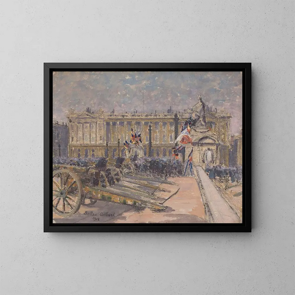 Die Place de la Concorde am Tag des Waffenstillstands, am 11. November 1918 - Louis-Gilbert Bellan — gerahmtes Bild an der Wand