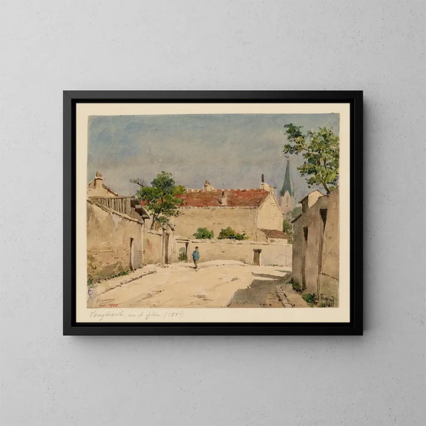 Straße und Kirche Vaugirard im Jahr 1881 - Louis-Martial-Thodat Masson — gerahmtes Bild an der Wand
