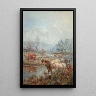 Louis Bosworth Hurt - A misty morning Scotch cattle.webp