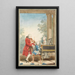 Portrait von Wolfgang Amadeus Mozart Salzburg 1756-Wien 1791, der in Paris mit seinem Vater Jean-Georg-Léopold und seiner Schwester Maria-Anna spielt - Louis Carrogis Carmontelle — gerahmtes Bild an der Wand
