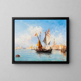 Louis Claude Mouchot - Venice sail boats in the Bacino di San Marco.webp