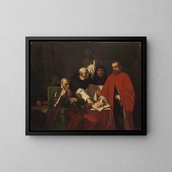 Der Schwur von Vargas vor dem Herzog von Alba - Louis Gallait — gerahmtes Bild an der Wand
