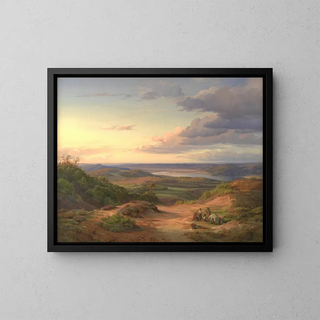 Louis Gurlitt - A Landscape near Himmelbjerget Jutland In the Foreground a Gypsy Family.webp