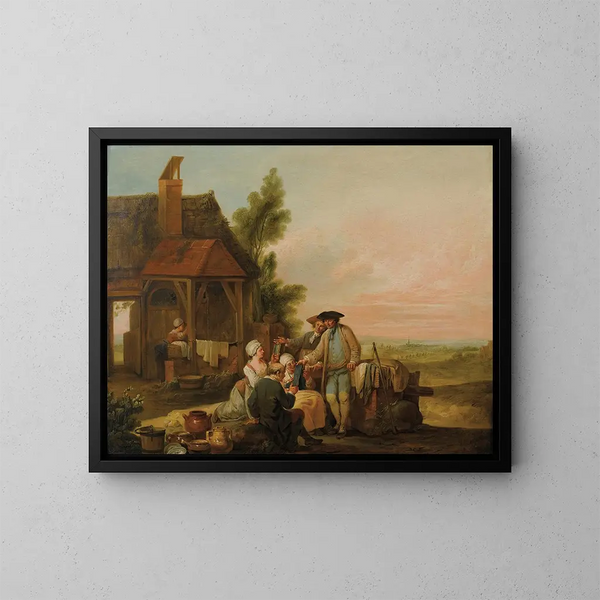 Der Händler - Louis Joseph Watteau — gerahmtes Bild an der Wand