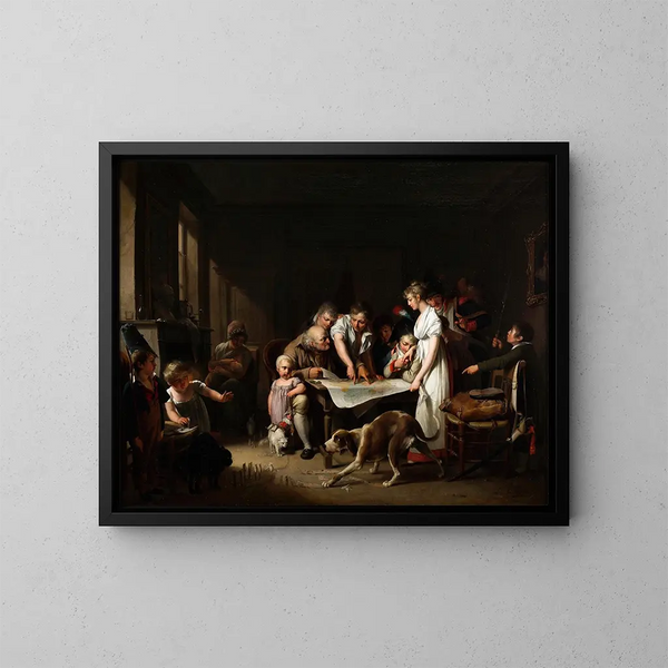 La lecture du bulletin de la Grande Armée - Louis Léopold Boilly — gerahmtes Bild an der Wand
