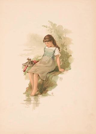 Louis Prang - Study Girl seated on a mossy bank.webp