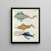 Fische, Flusskrebse und Krabben in verschiedenen Farben und außergewöhnlichen Figuren Pl097 - Louis Renard — gerahmtes Bild an der Wand