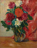 Dahlias, die Glaskanne vor einem roten Wandbehang - Louis Valtat — Ansicht des Kunstwerks
