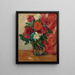 Dahlias, die Glaskanne vor einem roten Wandbehang - Louis Valtat — gerahmtes Bild an der Wand