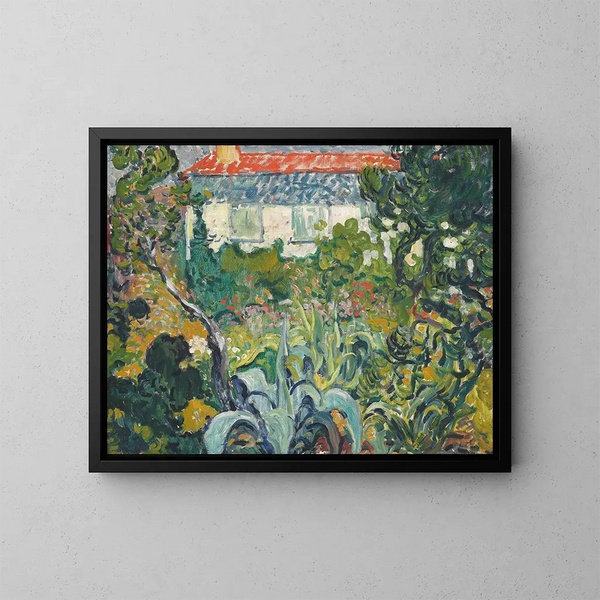 Der Garten des Hauses mit rotem Dach - Louis Valtat — gerahmtes Bild an der Wand