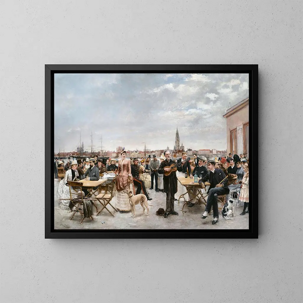 Der Café Belvédère von Antwerpen - Louis Van Engelen — gerahmtes Bild an der Wand