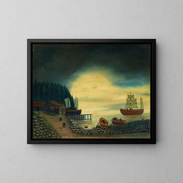 Nacht des Vollmonds - Louis Vivin — gerahmtes Bild an der Wand