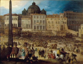 Ansicht des Petersplatzes in Rom bei der Wahl von Papst Clemens VIII. im Jahr 1592 - Louis de Caulery — Ansicht des Kunstwerks
