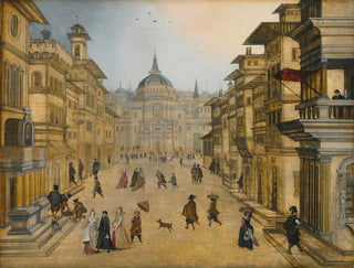 Louis de Caullery - Elegant figures strolling in a renaissance town.webp