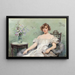 Junge Frau mit einer Blumen vase - Louise Abbema — gerahmtes Bild an der Wand