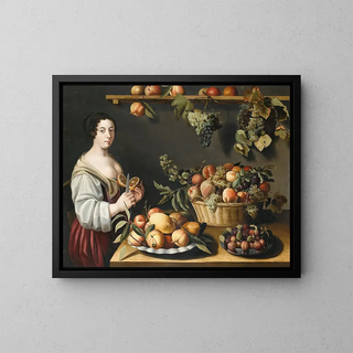 Louise Moillon - Still life with fruits and a young woman.webp