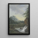 Landschaft mit einem Wasserfall und einer Brücke, auf der zwei Frauen und ein Kind gehen - Louise von Panhuys — gerahmtes Bild an der Wand