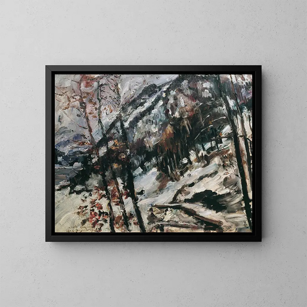 Das Herzogtum am Walchensee im Schnee - Lovis Corinth — gerahmtes Bild an der Wand